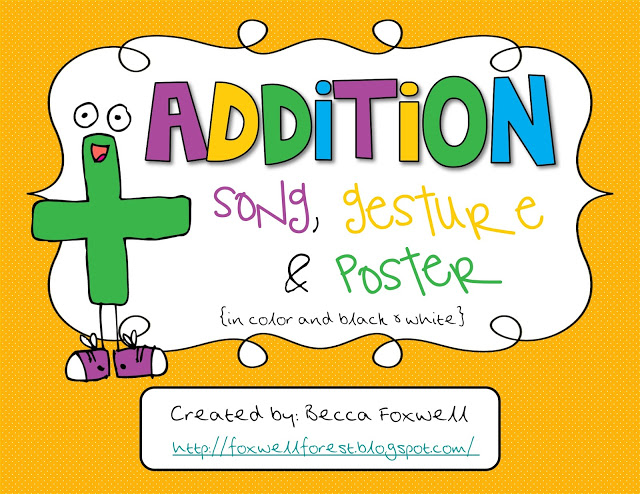Addition Song, Gesture, and Posters FREEBIE! - Foxwell Forest